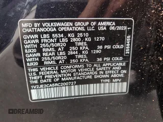 2024 Volkswagen Atlas SE with VIN 1V2JE2CA5RC200727, listed as a Copart auction lot 51167785 with 19,264 mi miles and Non repairable. Bid and sale history available at DreamBid. Image 13.
