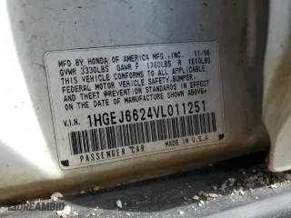 1997 Honda Civic DX with VIN 1HGEJ6624VL011251, listed as a Copart auction lot 45999505 with 117,610 mi miles and Salvage Title. Bid and sale history available at carsss.com. Image 12.