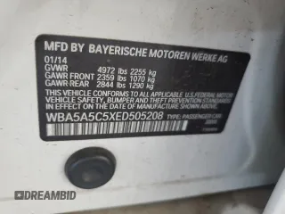 2014 BMW 5 Series 528i with VIN WBA5A5C5XED505208, listed as a Copart auction lot 54555285 with 151,145 mi miles and Clean Title. Bid and sale history available at DreamBid. Image 12.