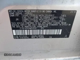2010 Toyota RAV4 with VIN 2T3ZF4DV4AW026567, listed as a IAAI auction lot 41764026 with 148,051 mi miles. Bid and sale history available at carsss.com. Image 9.