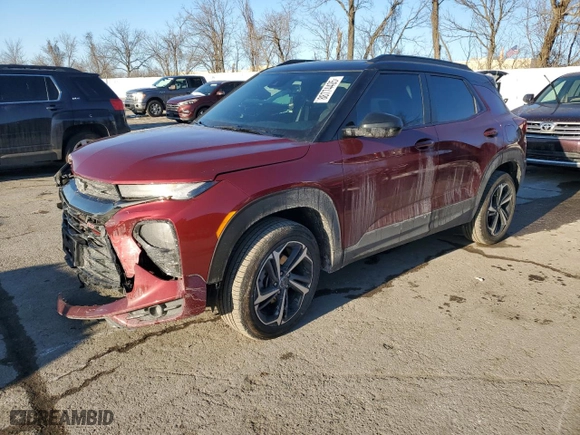 2023 Chevrolet TrailBlazer RS with VIN KL79MUSL1PB198593, listed as a Copart auction lot 88774405 with 32,289 mi miles and Salvage Title. Bid and sale history available at carsss.com. Image 1.
