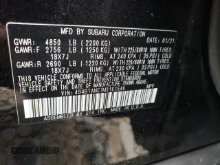 2021 Subaru Outback Limited with VIN 4S4BTANC1M3161546, listed as a Copart auction lot 57626985 with 45,521 mi miles and Salvage title. Bid and sale history available at DreamBid. Image 14.