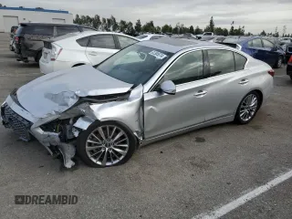 2018 Infiniti Q50 3.0t LUXE with VIN JN1EV7AP5JM590527, listed as a Copart auction lot 82385574 with 80,962 mi miles and Salvage Title. Bid and sale history available at carsss.com. Image 1.