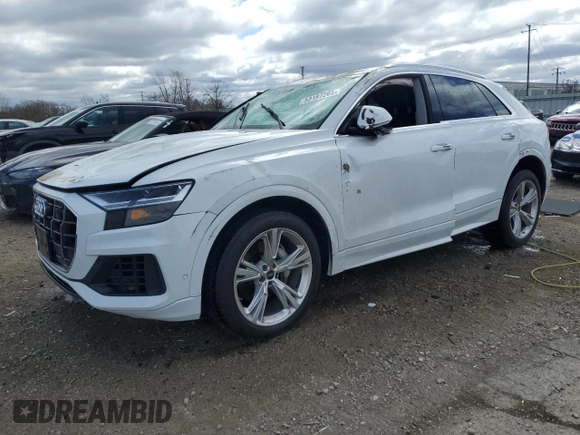 2022 Audi Q8 Premium Plus z VIN WA1BVBF19ND017136, wystawiony jako Copart lot #53187265 z przebiegiem 41 734 mil mil oraz Szkoda całkowita • Salvage title. Historia ofert i sprzedaży dostępna na DreamBid. Obrazek 1.