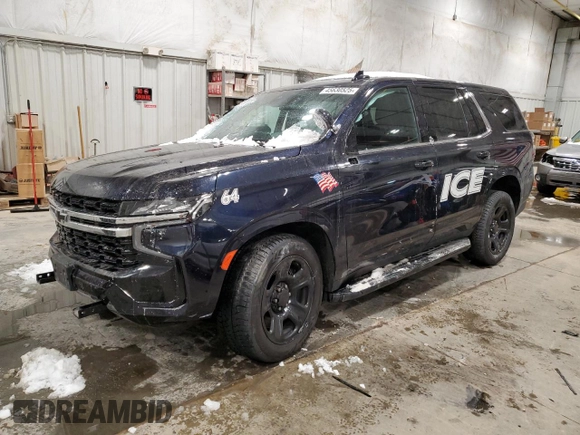 2021 Chevrolet Tahoe Commercial with VIN 1GNSKLED5MR479380, listed as a Copart auction lot 45630525 with 63,426 mi miles and Salvage title. Bid and sale history available at DreamBid. Image 1.