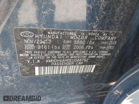 2014 Hyundai Elantra Sport с VIN KMHDH4AH0EU048762, выставлен на аукционе IAAI как лот 42288650 с пробегом 77 646 миль миль и . История ставок и продаж доступна на DreamBid. Изображение 9.