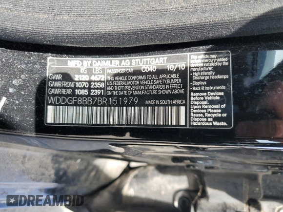 2011 Mercedes-Benz C-Class C 300 Sport with VIN WDDGF8BB7BR151979, listed as a Copart auction lot 54119485 with 125,596 mi miles and Clean Title. Bid and sale history available at carsss.com. Image 12.