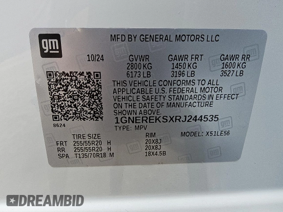 2024 Chevrolet Traverse FWD LS with VIN 1GNEREKSXRJ244535, listed as a Copart auction lot 61941725 with 317 mi miles and Clean title. Bid and sale history available at DreamBid. Image 13.