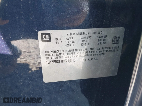 2017 Chevrolet Malibu LS with VIN 1G1ZB5ST7HF214913, listed as a IAAI auction lot 41863068 with 242,491 mi miles and . Bid and sale history available at DreamBid. Image 9.