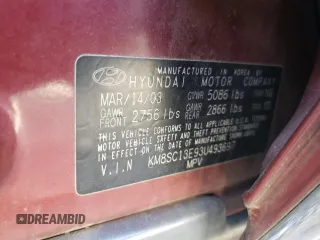 2003 Hyundai Santa Fe GLS with VIN KM8SC13E93U493697, listed as a Copart auction lot 78350284 with 82,871 mi miles and Salvage Title. Bid and sale history available at carsss.com. Image 13.