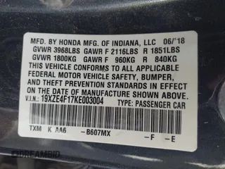 2019 Honda Insight LX z VIN 19XZE4F17KE003004, wystawiony jako IAAI lot #41657707 z przebiegiem 110 875 mil mil oraz . Historia ofert i sprzedaży dostępna na DreamBid. Obrazek 9.