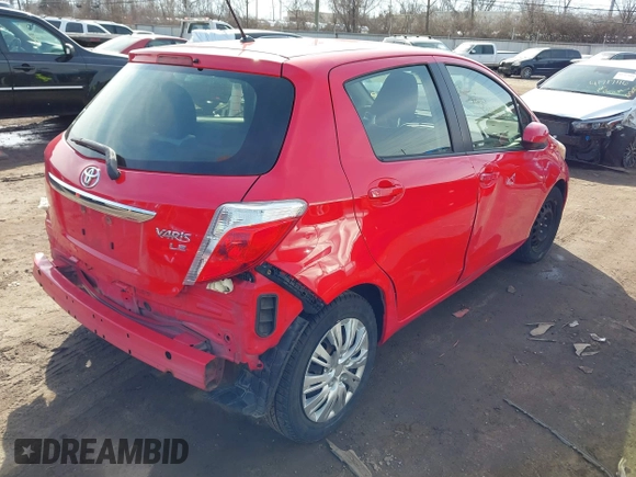 2013 Toyota Yaris L with VIN JTDKTUD35DD560686, listed as a IAAI auction lot 41702208 with 142,174 mi miles. Bid and sale history available at carsss.com. Image 4.