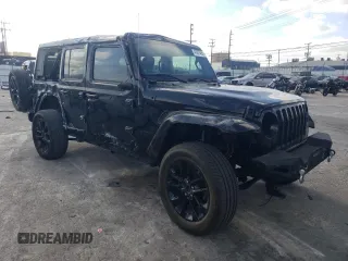 2021 Jeep Wrangler Unlimited Sahara High Altitude with VIN 1C4HJXEM0MW669053, listed as a Copart auction lot 47887465 with Not provided miles and Salvage title. Bid and sale history available at DreamBid. Image 4.