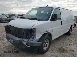 2019 GMC Savana Cargo Van with VIN 1GTW7AFGXK1348515, listed as a Copart auction lot 43860155 with 202,157 mi miles and Salvage Title. Bid and sale history available at carsss.com. Image 1.