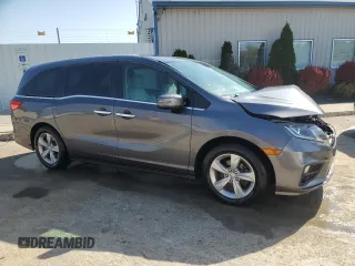 2019 Honda Odyssey EX-L with VIN 5FNRL6H77KB040597, listed as a Copart auction lot 53573445 with 110,024 mi miles and Salvage Title. Bid and sale history available at DreamBid. Image 4.