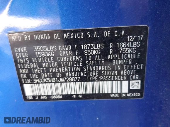 2018 Honda Fit EX with VIN 3HGGK5H81JM728877, listed as a Copart auction lot 57211285 with 53,905 mi miles and Salvage title. Bid and sale history available at DreamBid. Image 12.