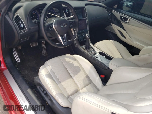 2017 Infiniti Q60 Red Sport 400 with VIN JN1FV7EK9HM610355, listed as a Copart auction lot 57042185 with 54,581 mi miles and Salvage title. Bid and sale history available at DreamBid. Image 8.