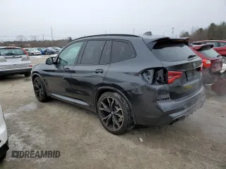 2021 BMW X3 M with VIN 5YMTS0C03M9F04458, listed as a Copart auction lot 42162245 with 52,156 mi miles and Salvage Title. Bid and sale history available at carsss.com. Image 2.