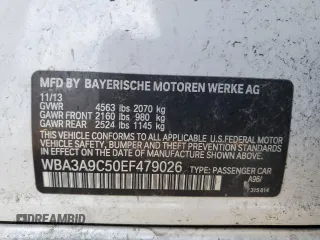 2014 BMW 3 Series 335i with VIN WBA3A9C50EF479026, listed as a Copart auction lot 42343485 with 115,192 mi miles and Clean Title. Bid and sale history available at carsss.com. Image 12.