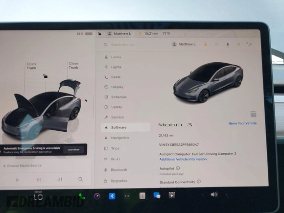 2023 Tesla Model 3 with VIN 5YJ3E1EA2PF566047, listed as a IAAI auction lot 42481008 with 21,143 mi miles and . Bid and sale history available at DreamBid. Image 7.