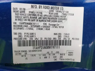 2008 Ford Focus SE with VIN 1FAHP35N08W197111, listed as a IAAI auction lot 42072726 with 109,587 mi miles. Bid and sale history available at carsss.com. Image 9.