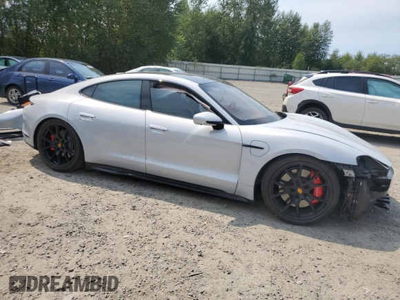 2022 Porsche Taycan GTS with VIN WP0AD2Y14NSA59956, listed as a Copart auction lot 65399344 with 15,466 mi miles and Salvage Title. Bid and sale history available at DreamBid. Image 4.