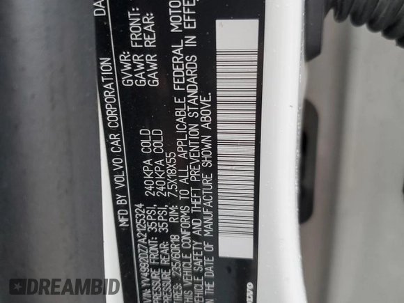 2010 Volvo XC60 3.0T z VIN YV4992DZ7A2125324, wystawiony jako Copart lot #58023765 z przebiegiem Nie podano mil oraz Czysty tytuł • Clean title. Historia ofert i sprzedaży dostępna na DreamBid. Obrazek 13.