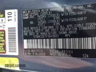 2015 Toyota Sienna LE AAS with VIN 5TDKK3DC7FS649602, listed as a IAAI auction lot 42152836 with 70,892 mi miles and . Bid and sale history available at DreamBid. Image 9.