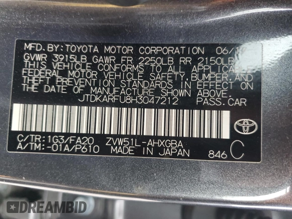 2017 Toyota Prius Two with VIN JTDKARFU8H3047212, listed as a Copart auction lot 53165625 with 82,646 mi miles and Salvage Title. Bid and sale history available at carsss.com. Image 14.