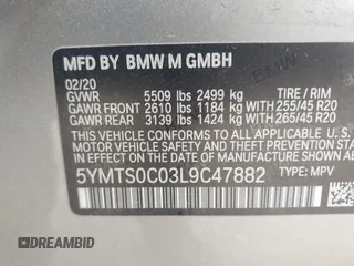 2020 BMW X3 M Competition with VIN 5YMTS0C03L9C47882, listed as a IAAI auction lot 42190990 with 69,103 mi miles and . Bid and sale history available at DreamBid. Image 9.