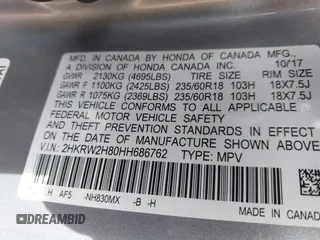 2017 Honda CR-V EX-L with VIN 2HKRW2H80HH686762, listed as a IAAI auction lot 41905053 with 74,230 mi miles. Bid and sale history available at carsss.com. Image 9.