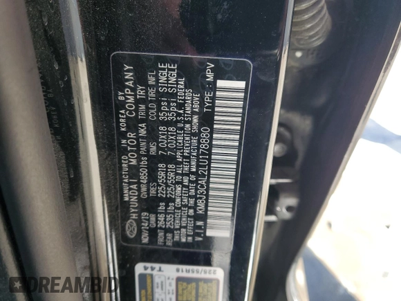 2020 Hyundai Tucson SEL z VIN KM8J3CAL2LU178880, wystawiony jako Copart lot #50569165 z przebiegiem 28 140 mil mil oraz Szkoda całkowita • Salvage title. Historia ofert i sprzedaży dostępna na DreamBid. Obrazek 14.