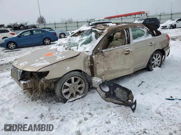 2008 Lincoln MKZ with VIN 3LNHM28T98R634903, listed as a Copart auction lot 45312185 with Not Provided miles and Salvage Title. Bid and sale history available at carsss.com. Image 1.