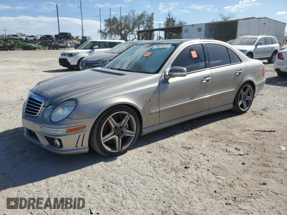 2007 Mercedes-Benz E 63 AMG with VIN WDBUF77X77B038575, listed as a Copart auction lot 76578174 with Not Provided miles and Salvage Title. Bid and sale history available at carsss.com. Image 1.
