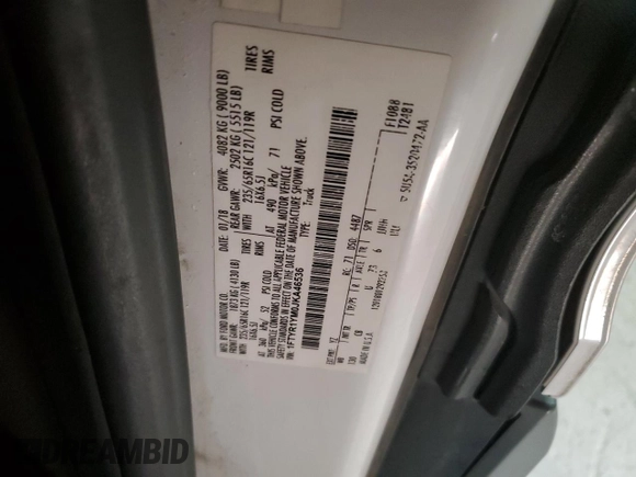 2018 Ford Transit z VIN 1FTYR1YM0JKA46536, wystawiony jako Copart lot #42117625 z przebiegiem 248 282 mil mil oraz Szkoda całkowita • Salvage title. Historia ofert i sprzedaży dostępna na DreamBid. Obrazek 12.