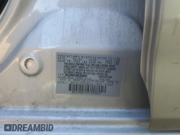 2021 Nissan Versa SV with VIN 3N1CN8EVXML852045, listed as a Copart auction lot 47034745 with 88,304 mi miles and Salvage title. Bid and sale history available at DreamBid. Image 12.