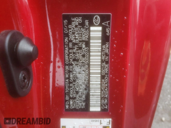 2015 Lexus RC 350 F Sport z VIN JTHSE5BC9F5002273, wystawiony jako Copart lot #58706285 z przebiegiem 105 602 mil mil oraz Szkoda całkowita • Salvage title. Historia ofert i sprzedaży dostępna na DreamBid. Obrazek 12.