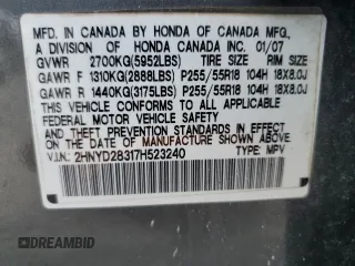 2007 Acura MDX Tech Pkg with VIN 2HNYD28317H523240, listed as a Copart auction lot 55275295 with 205,768 mi miles and Clean Title. Bid and sale history available at carsss.com. Image 13.