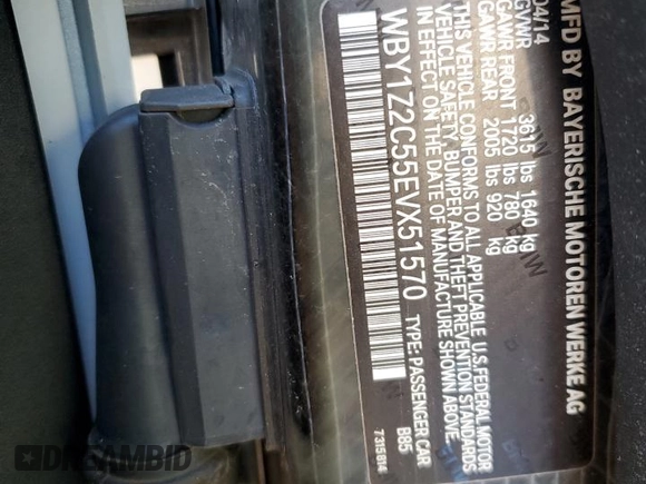 2014 BMW i3 с VIN WBY1Z2C55EVX51570, выставлен на аукционе Copart как лот 46260355 с пробегом 31 390 миль миль и Чистый • Clean title. История ставок и продаж доступна на DreamBid. Изображение 13.