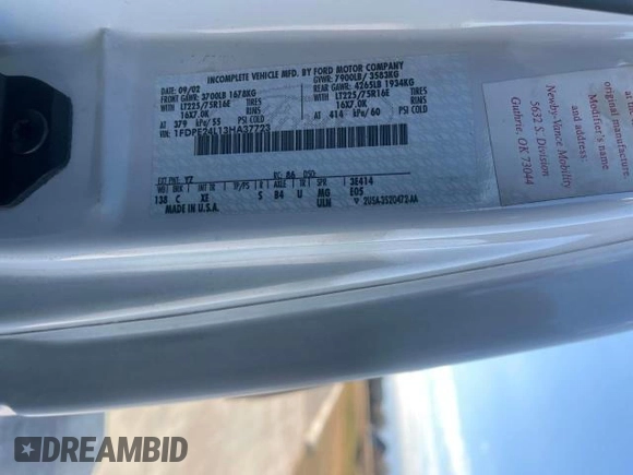 2003 Ford Econoline Cargo Recreational with VIN 1FDPE24L13HA37723, listed as a Copart auction lot 84327314 with 170,979 mi miles and Clean Title. Bid and sale history available at DreamBid. Image 10.