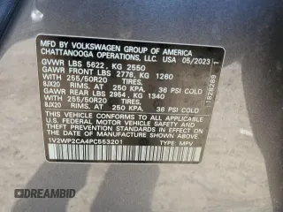 2023 Volkswagen Atlas SE with VIN 1V2WP2CA4PC553201, listed as a Copart auction lot 71232234 with 22,828 mi miles and Salvage title. Bid and sale history available at DreamBid. Image 13.
