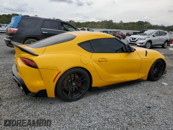 2020 Toyota GR Supra 3.0 with VIN WZ1DB4C08LW024774, listed as a Copart auction lot 74822354 with 0 mi miles and Salvage Title. Bid and sale history available at carsss.com. Image 3.