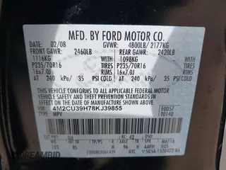 2008 Mercury Mariner z VIN 4M2CU39H78KJ39855, wystawiony jako IAAI lot #41892329 z przebiegiem 150 465 mil mil oraz . Historia ofert i sprzedaży dostępna na DreamBid. Obrazek 9.