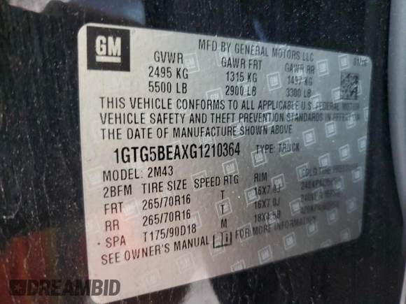 2016 GMC Canyon 2WD with VIN 1GTG5BEAXG1210364, listed as a Copart auction lot 86683864 with 118,854 mi miles and Salvage Title. Bid and sale history available at carsss.com. Image 12.