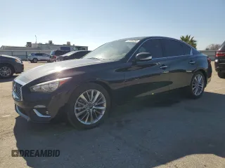 2021 Infiniti Q50 Luxe with VIN JN1EV7BPXMM700717, listed as a Copart auction lot 43237295 with 85,374 mi miles and Salvage title. Bid and sale history available at DreamBid. Image 1.