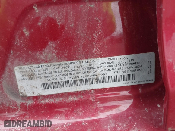 2006 Volkswagen Jetta 2.5L с VIN 3VWDF71K86M669967, выставлен на аукционе IAAI как лот 42157336 с пробегом 204 715 миль миль и . История ставок и продаж доступна на DreamBid. Изображение 9.