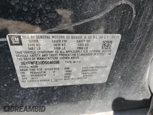 2013 Cadillac SRX Luxury Collection z VIN 3GYFNCE30DS646096, wystawiony jako Copart lot #51967015 z przebiegiem 225 516 mil mil oraz Szkoda całkowita • Salvage title. Historia ofert i sprzedaży dostępna na DreamBid. Obrazek 13.