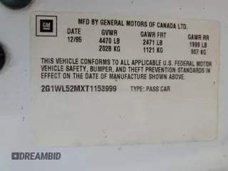 1996 Chevrolet Lumina LS with VIN 2G1WL52MXT1153999, listed as a Copart auction lot 81385634 with 176,573 mi miles and Salvage Title. Bid and sale history available at DreamBid. Image 12.