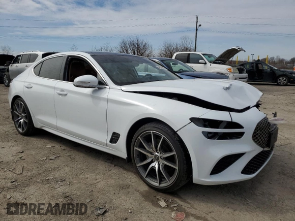 2022 Genesis G70 2.0T with VIN KMTG34TAXNU092852, listed as a Copart auction lot 49337835 with 37,413 mi miles and Salvage title. Bid and sale history available at DreamBid. Image 4.