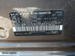 2020 Mitsubishi Outlander ES with VIN JA4AD2A30LZ046662, listed as a IAAI auction lot 41507464 with 104,003 mi miles. Bid and sale history available at carsss.com. Image 9.